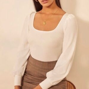 Reformation White Long Sleeve Top
